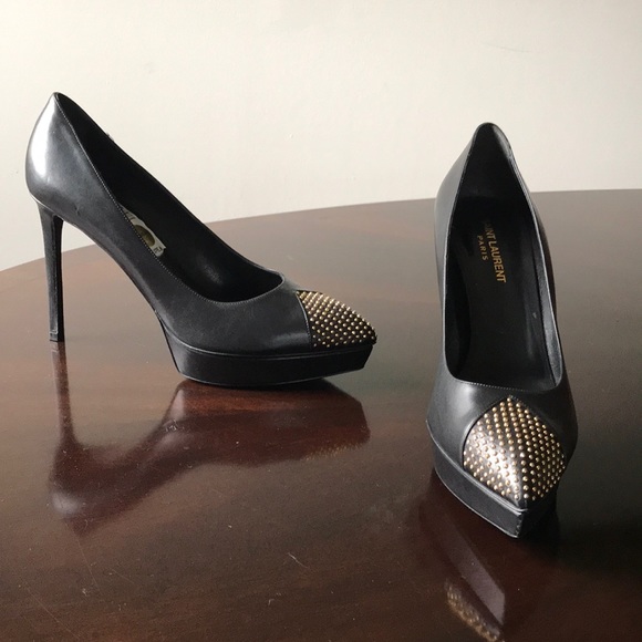 Saint Laurent Paris 10M Studded Pointed Toe Pumps - Picture 2 of 8